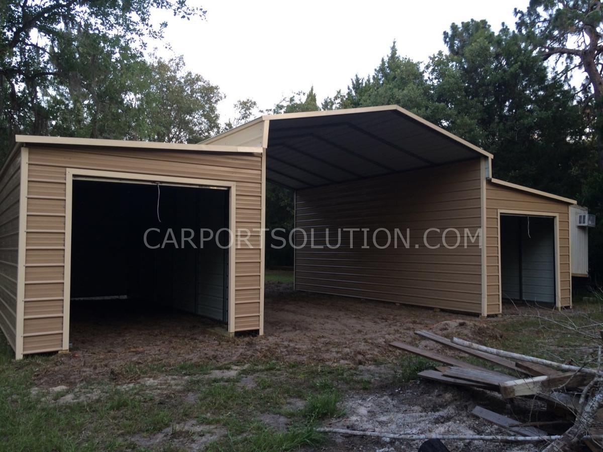 Open-front metal barn built in Florida by Carport Solution