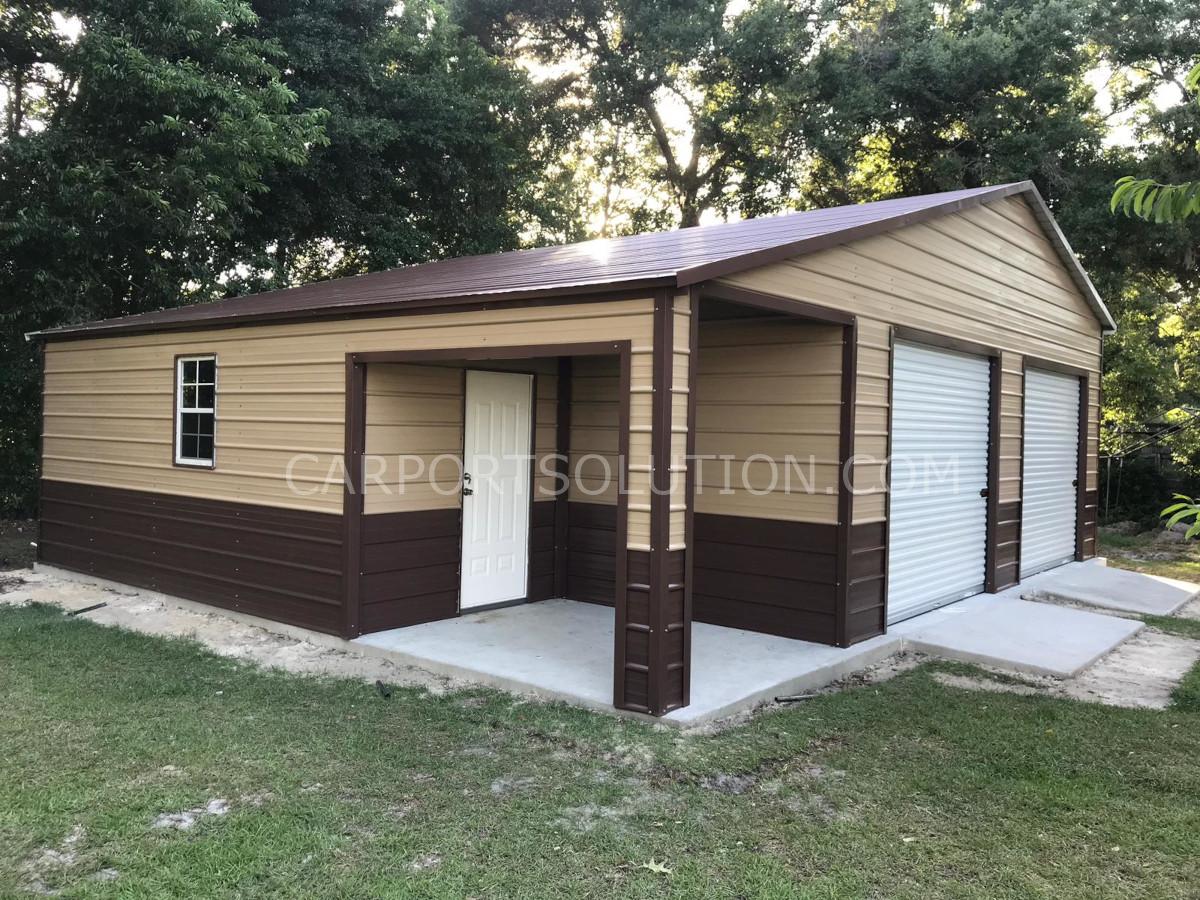 Fully enclosed metal barn with side entry built in Florida by Carport Solution